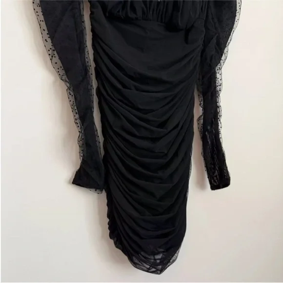 House of CB Elegant Black Long Sleeve Mini Dress Size S - Picture 6 of 12